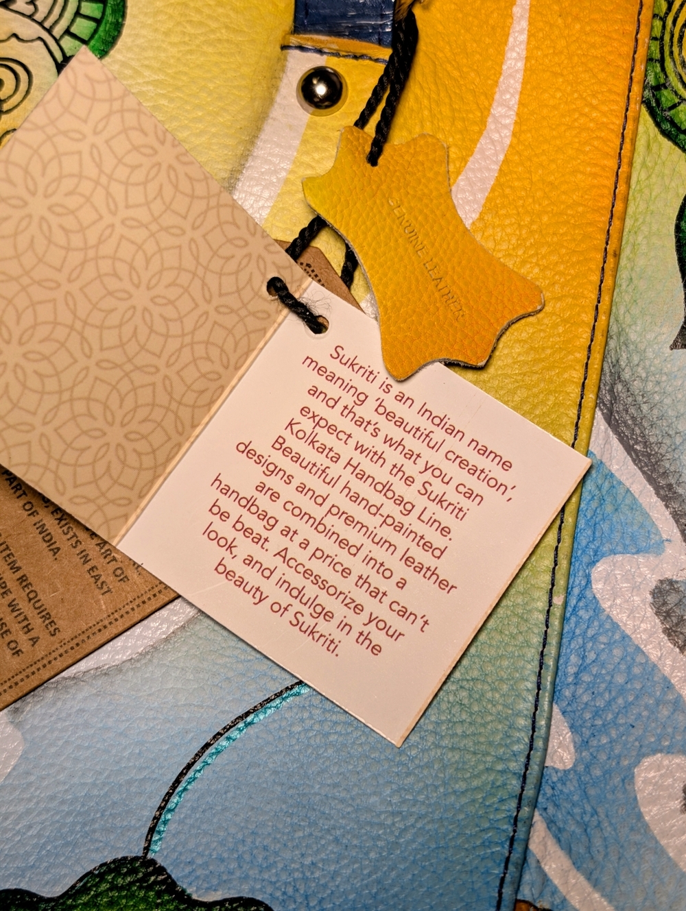 Sukriti Hand Painted Leather Tote Bag - Picture 10 of 11